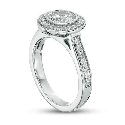 1.38 CT. T.W. Natural Diamond Frame Engagement Ring in Solid 18K White Gold (I/SI2)