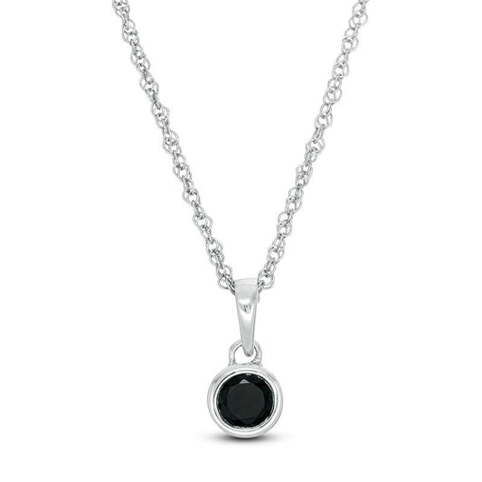 0.2 CT. Enhanced Black Natural Clarity Enhanced Bezel-Set Solitaire Pendant in 10K White Gold