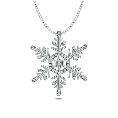 0.2 CT. T.W. Natural Diamond Snowflake Pendant in Sterling Silver
