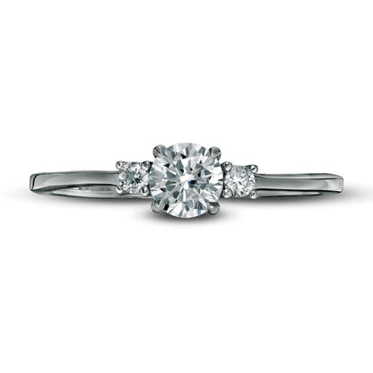 0.50 CT. T.W. Natural Diamond Three Stone Engagement Ring in Solid 14K White Gold