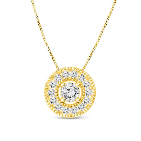 0.25 CT. T.W. Natural Diamond Frame Antique Vintage-Style Pendant in 10K Yellow Gold