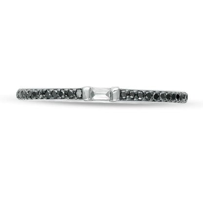 0.10 CT. T.W. Enhanced Black and White Natural Diamond Anniversary Band in Solid 10K White Gold