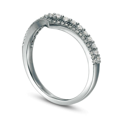 0.25 CT. T.W. Natural Diamond Double Chevron Anniversary Band in Solid 10K White Gold