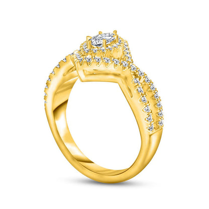 0.75 CT. T.W. Marquise Natural Diamond Frame Split Shank Engagement Ring in Solid 14K Gold