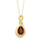 Pear-Shaped Garnet and Natural Diamond Accent Cascading Teardrop Pendant in 10K Yellow Gold