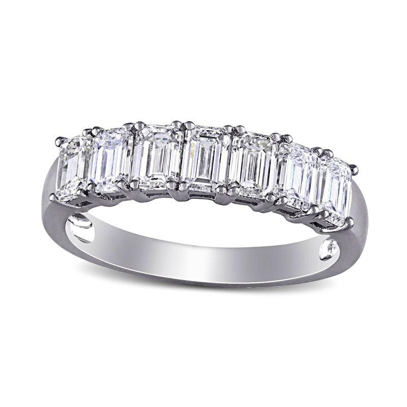 1.75 CT. T.W. Emerald-Cut Natural Diamond Seven Stone Anniversary Band in Solid 14K White Gold (H/SI2)