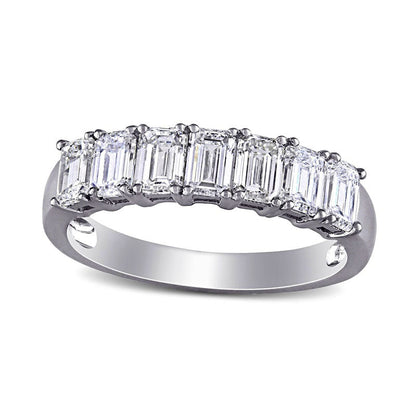 1.75 CT. T.W. Emerald-Cut Natural Diamond Seven Stone Anniversary Band in Solid 14K White Gold (H/SI2)