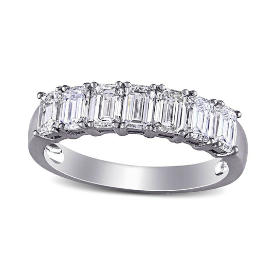 1.75 CT. T.W. Emerald-Cut Natural Diamond Seven Stone Anniversary Band in Solid 14K White Gold (H/SI2)