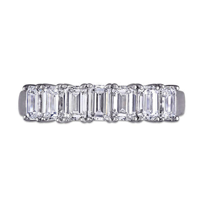 1.75 CT. T.W. Emerald-Cut Natural Diamond Seven Stone Anniversary Band in Solid 14K White Gold (H/SI2)