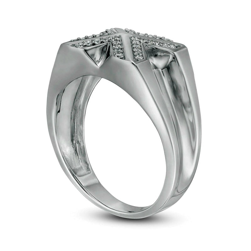 Men's 0.25 CT. T.W. Natural Diamond "X" Ring in Sterling Silver