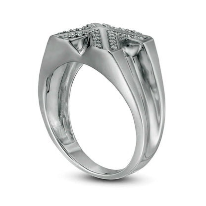 Men's 0.25 CT. T.W. Natural Diamond "X" Ring in Sterling Silver