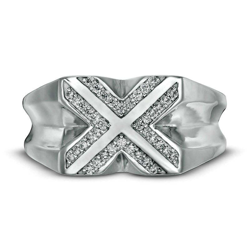 Men's 0.25 CT. T.W. Natural Diamond "X" Ring in Sterling Silver