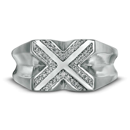 Men's 0.25 CT. T.W. Natural Diamond "X" Ring in Sterling Silver