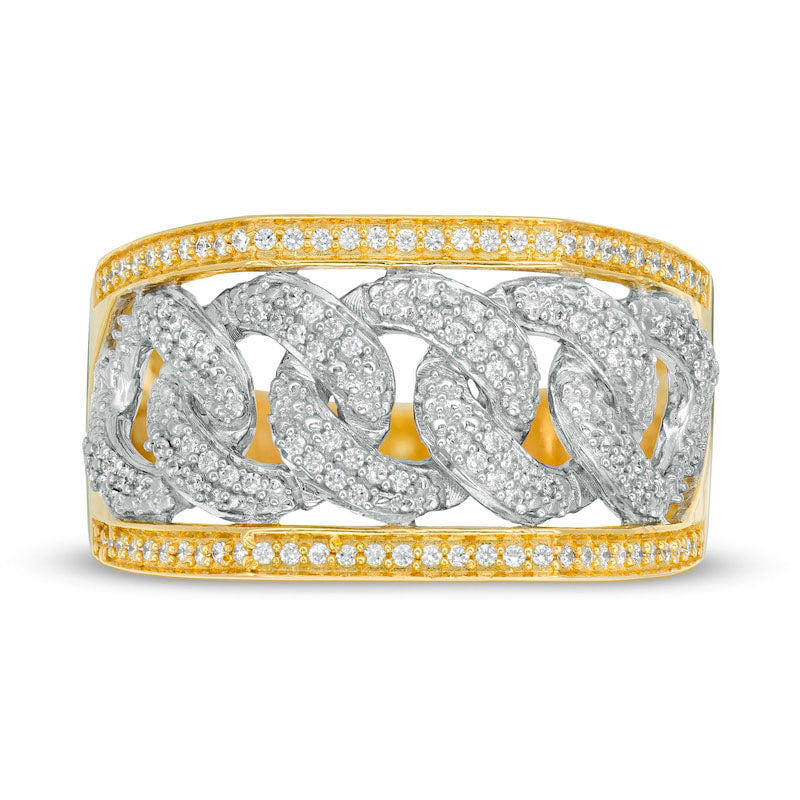 Men's 0.50 CT. T.W. Natural Diamond Chain Link Ring in Solid 10K Two-Tone Gold