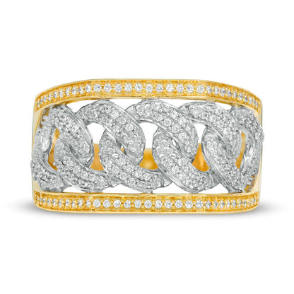 Men's 0.50 CT. T.W. Natural Diamond Chain Link Ring in Solid 10K Two-Tone Gold