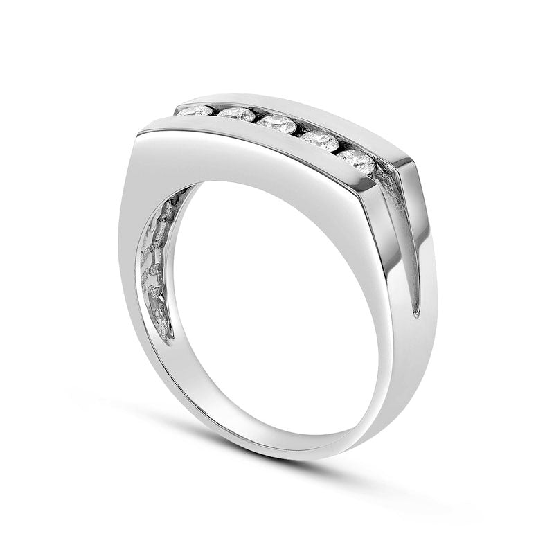 Men's 0.38 CT. T.W. Natural Diamond Five Stone Wedding Band in Solid 14K White Gold (H/SI2)