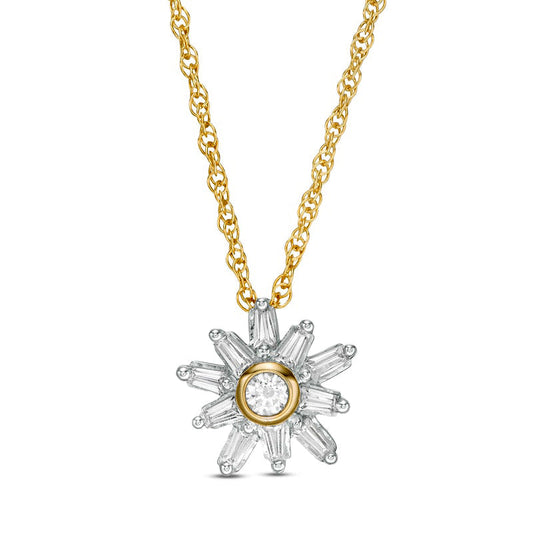 0.38 CT. T.W. Natural Diamond Starburst Frame Pendant in 10K Yellow Gold