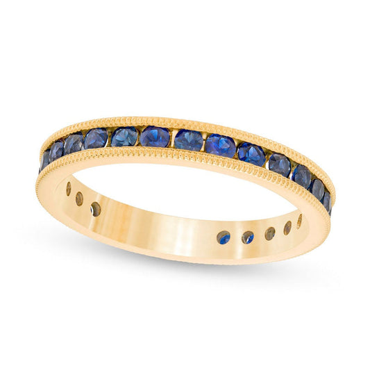 Certified Blue Sapphire Eternity Band in Solid 14K Gold
