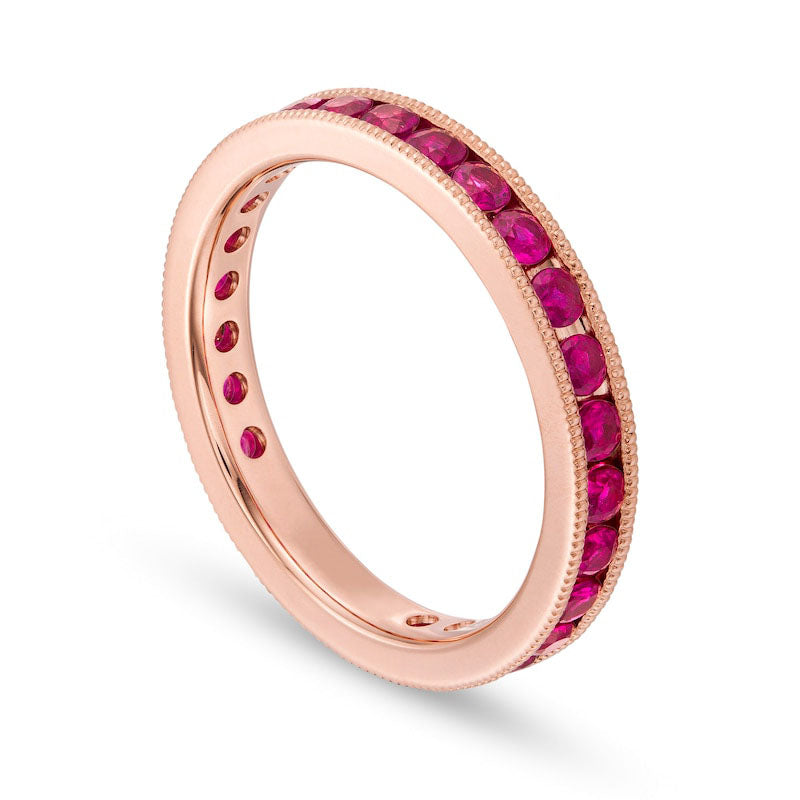 Certified Ruby Eternity Band in Solid 14K Rose Gold