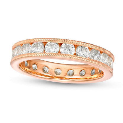 2.0 CT. T.W. Natural Diamond Antique Vintage-Style Eternity Wedding Band in Solid 14K Rose Gold