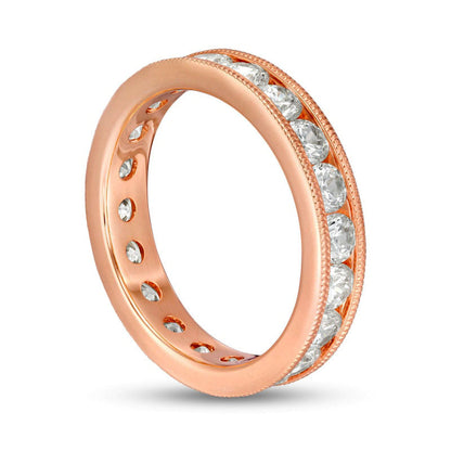 2.0 CT. T.W. Natural Diamond Antique Vintage-Style Eternity Wedding Band in Solid 14K Rose Gold
