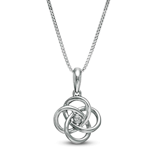 Natural Diamond Accent Solitaire Celtic Knot Pendant in Sterling Silver