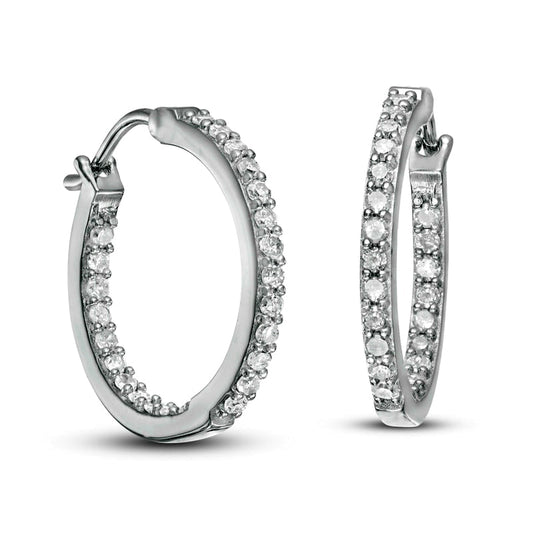 0.5 CT. T.W. Diamond Inside-Out Hoop Earrings in Sterling Silver
