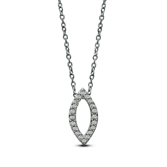 0.13 CT. T.W. Natural Diamond Marquise Outline Pendant in 14K White Gold