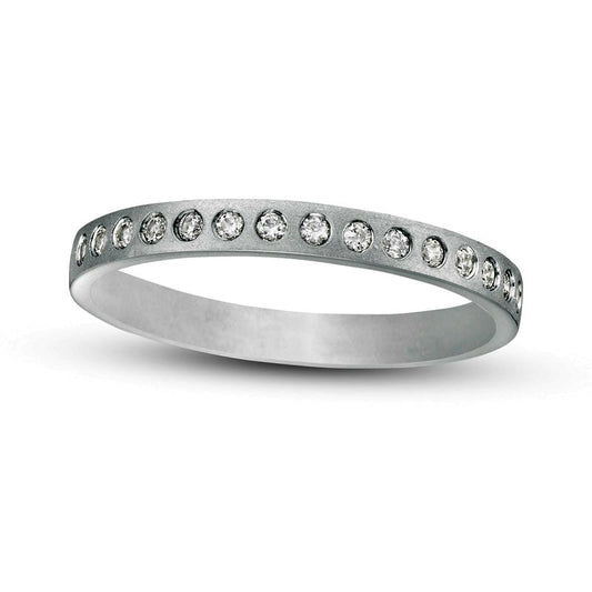 0.17 CT. T.W. Natural Diamond Satin Stackable Anniversary Band in Solid 10K White Gold