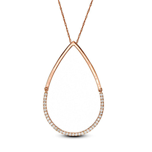 0.2 CT. T.W. Natural Diamond Teardrop Outline Pendant in 10K Rose Gold