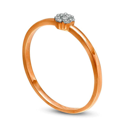0.07 CT. T.W. Composite Natural Diamond Small Flower Promise Ring in Solid 10K Rose Gold