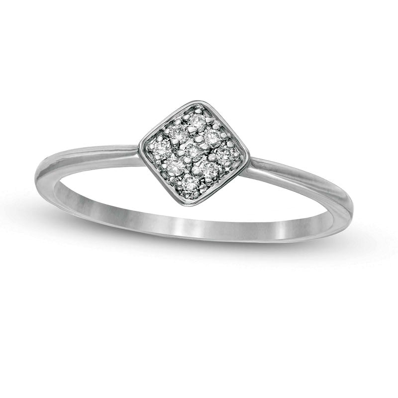 0.07 CT. T.W. Composite Natural Diamond Tilted Cushion Promise Ring in Solid 10K White Gold