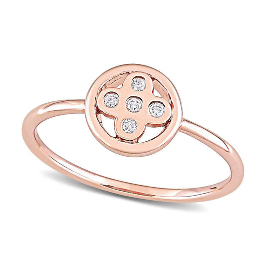 0.05 CT. T.W. Natural Diamond Clover Ring in Solid 10K Rose Gold
