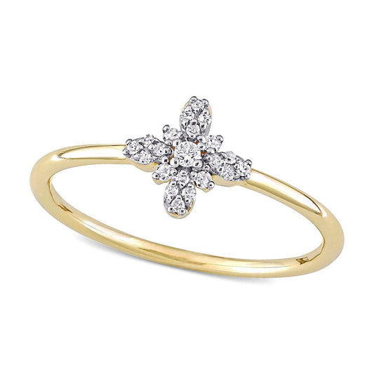 0.07 CT. T.W. Natural Diamond Cross Ring in Solid 10K Yellow Gold