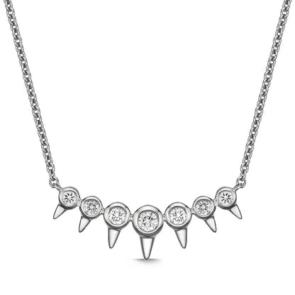 0.17 CT. T.W. Natural Diamond Spikes Bar Necklace in 10K White Gold
