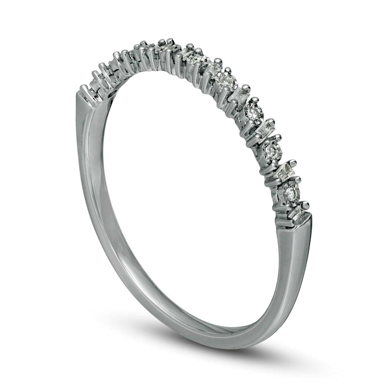 0.07 CT. T.W. Baguette and Round Natural Diamond Alternating Band in Solid 10K White Gold