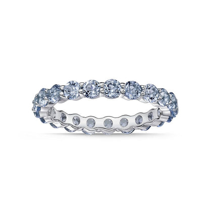 3.0mm Simulated Aquamarine Eternity Band in Sterling Silver