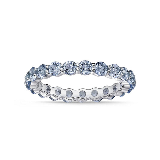 3.0mm Simulated Aquamarine Eternity Band in Sterling Silver