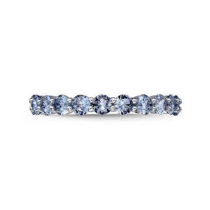 3.0mm Simulated Aquamarine Eternity Band in Sterling Silver