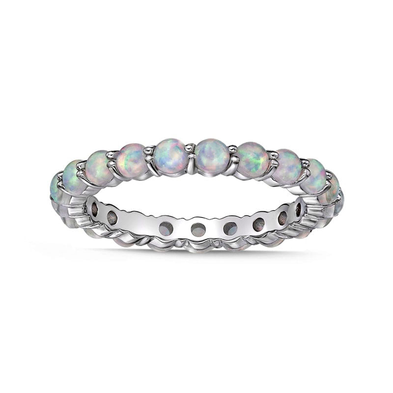 3.0mm Lab-Created Opal Eternity Band in Sterling Silver