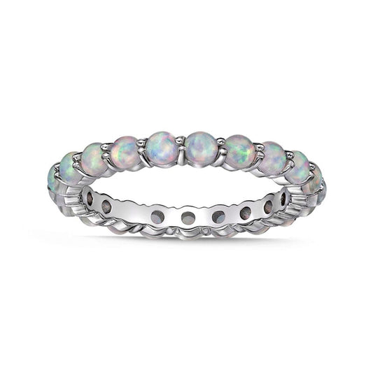 3.0mm Lab-Created Opal Eternity Band in Sterling Silver