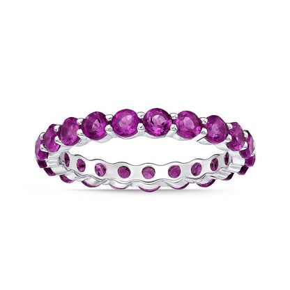 3.0mm Lab-Created Ruby Eternity Band in Sterling Silver