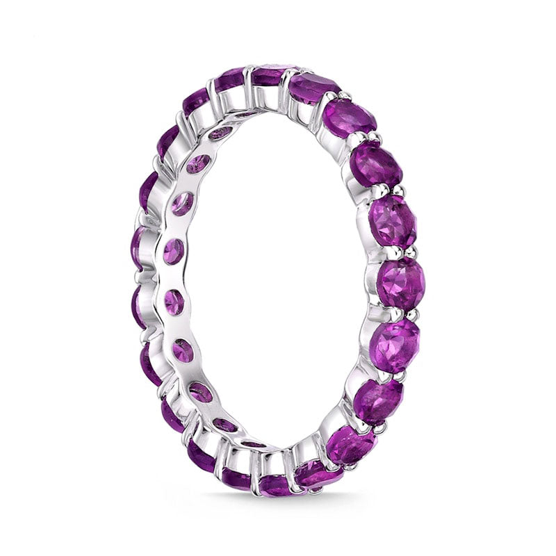 3.0mm Lab-Created Ruby Eternity Band in Sterling Silver
