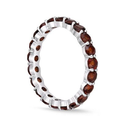 3.0mm Garnet Eternity Band in Sterling Silver