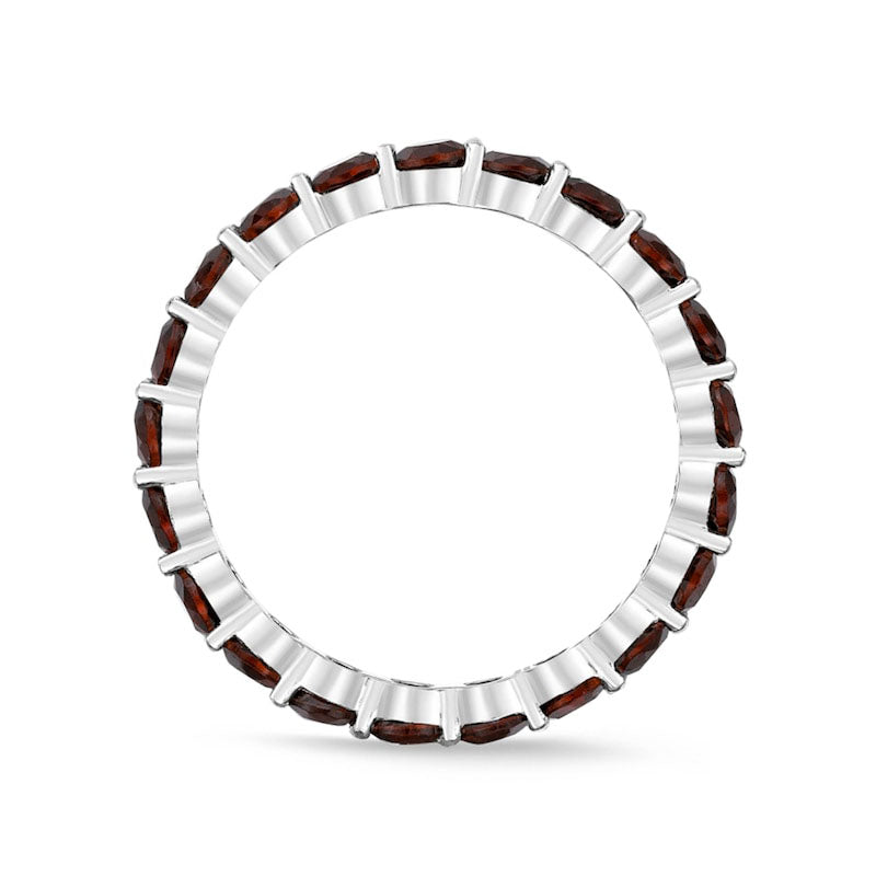 3.0mm Garnet Eternity Band in Sterling Silver
