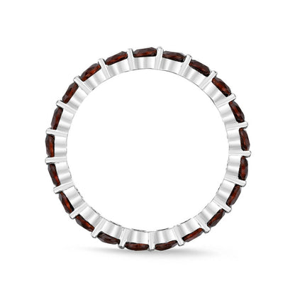 3.0mm Garnet Eternity Band in Sterling Silver