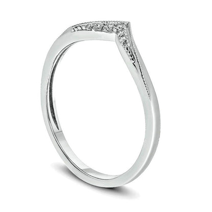 0.05 CT. T.W. Natural Diamond Antique Vintage-Style Chevron Wedding Band in Sterling Silver