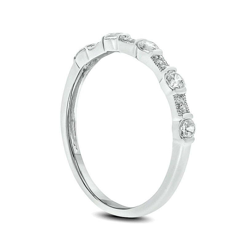 0.33 CT. T.W. Natural Diamond Antique Vintage-Style Stack Anniversary Band in Solid 10K White Gold