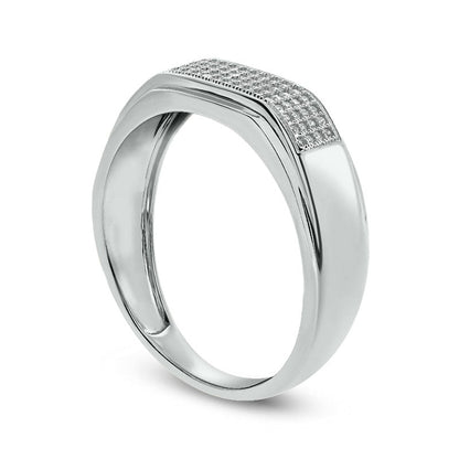 Men's 0.33 CT. T.W. Natural Diamond Squared Wedding Band in Solid 14K White Gold