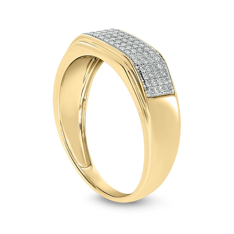 Men's 0.38 CT. T.W. Natural Diamond Rectangular Wedding Band in Solid 10K Yellow Gold